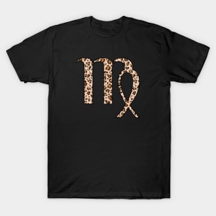 Virgo Zodiac Horoscope Symbol in Leopard Print T-Shirt